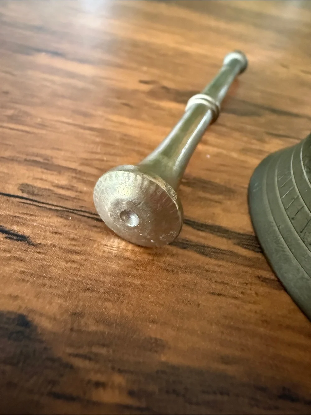 Brass Table Bell with Striker - Antique-Style Brown Finish
